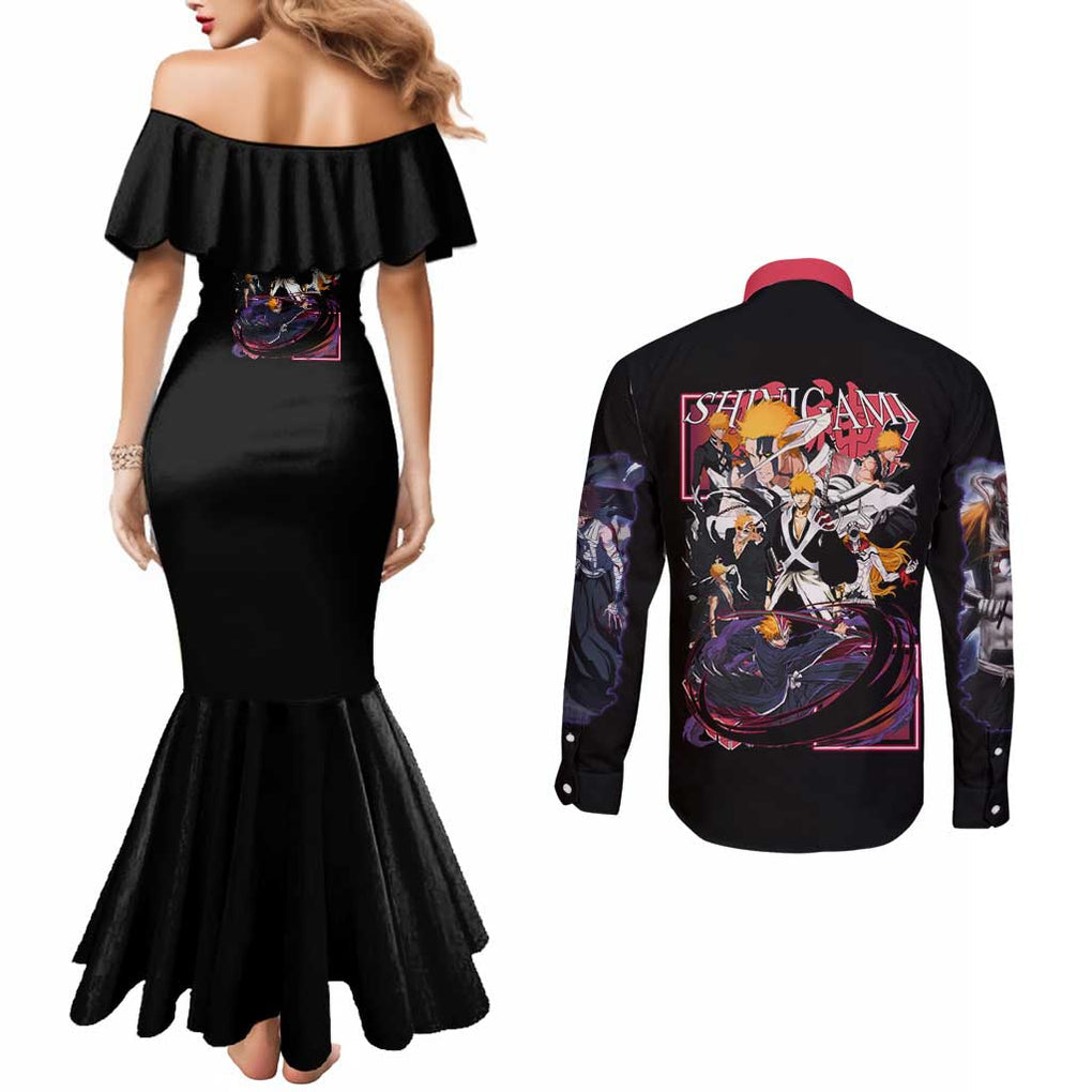 Kurosaki Ichigo V4 Bleach Couples Matching Mermaid Dress and Long Sleeve Button Shirt Japan Anime Style