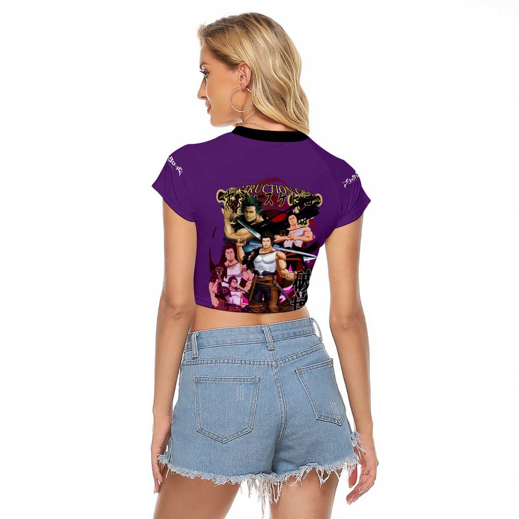 Yami Sukehiro V4 Black Clover Raglan Cropped T Shirt Japan Anime Style