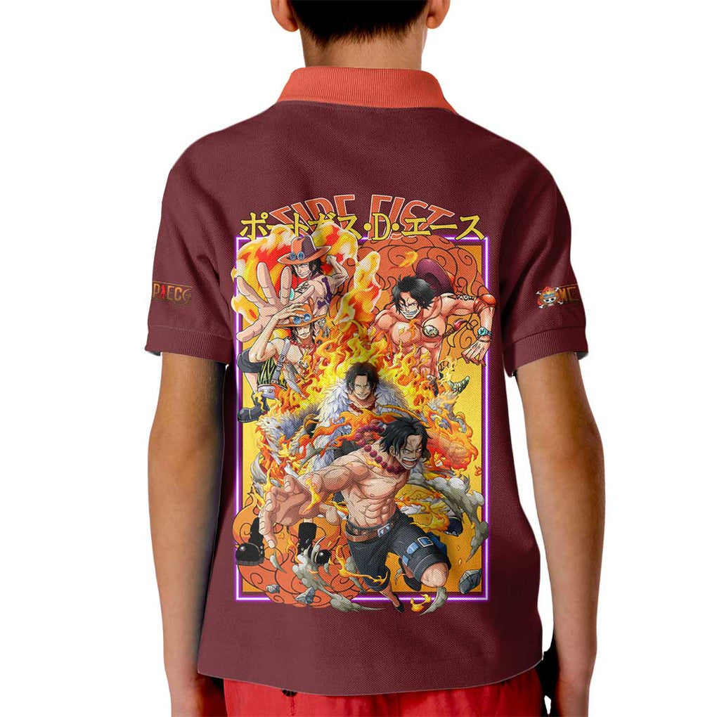 Portgas D. Ace V3 One Piece Kid Polo Shirt Japan Anime Style