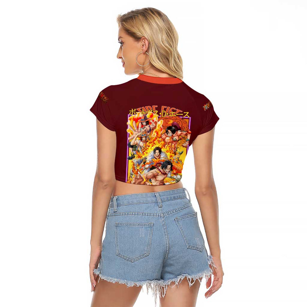 Portgas D. Ace V3 One Piece Raglan Cropped T Shirt Japan Anime Style