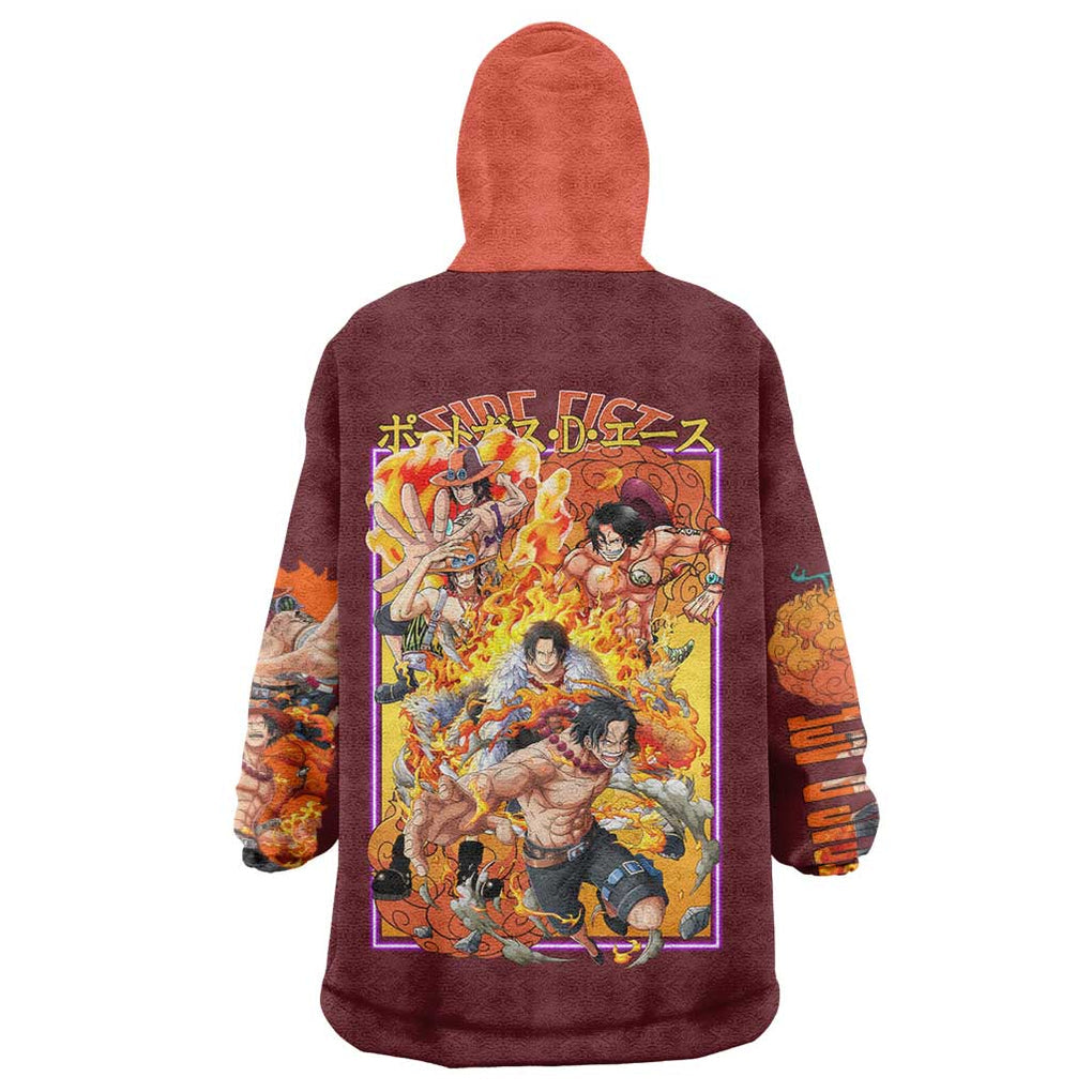 Portgas D. Ace V3 One Piece Wearable Blanket Hoodie Japan Anime Style