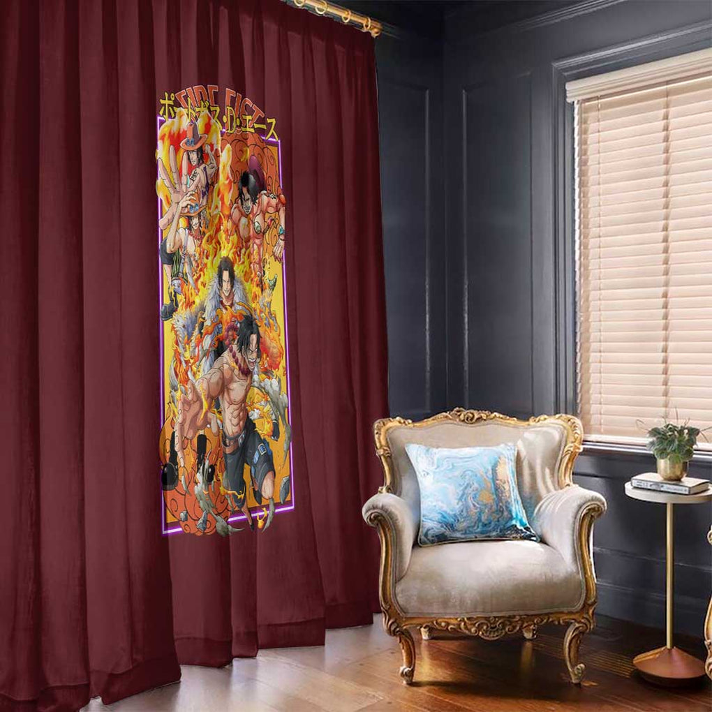 Portgas D. Ace V3 One Piece Window Curtain Japan Anime Style