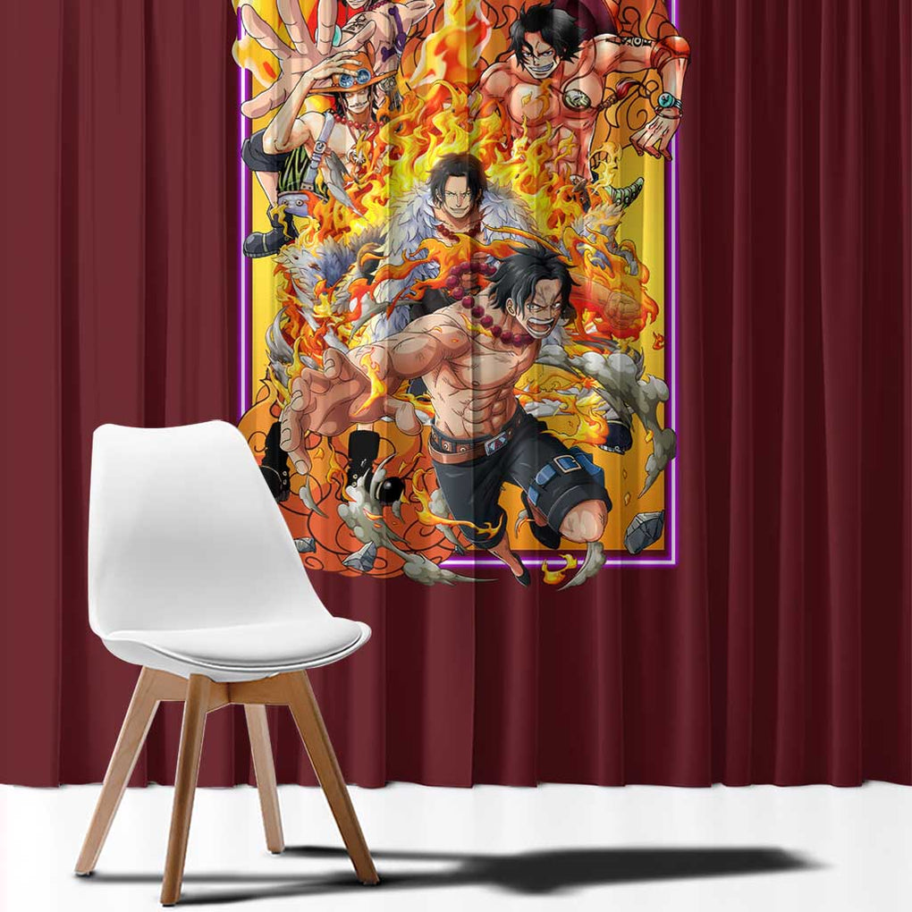 Portgas D. Ace V3 One Piece Window Curtain Japan Anime Style