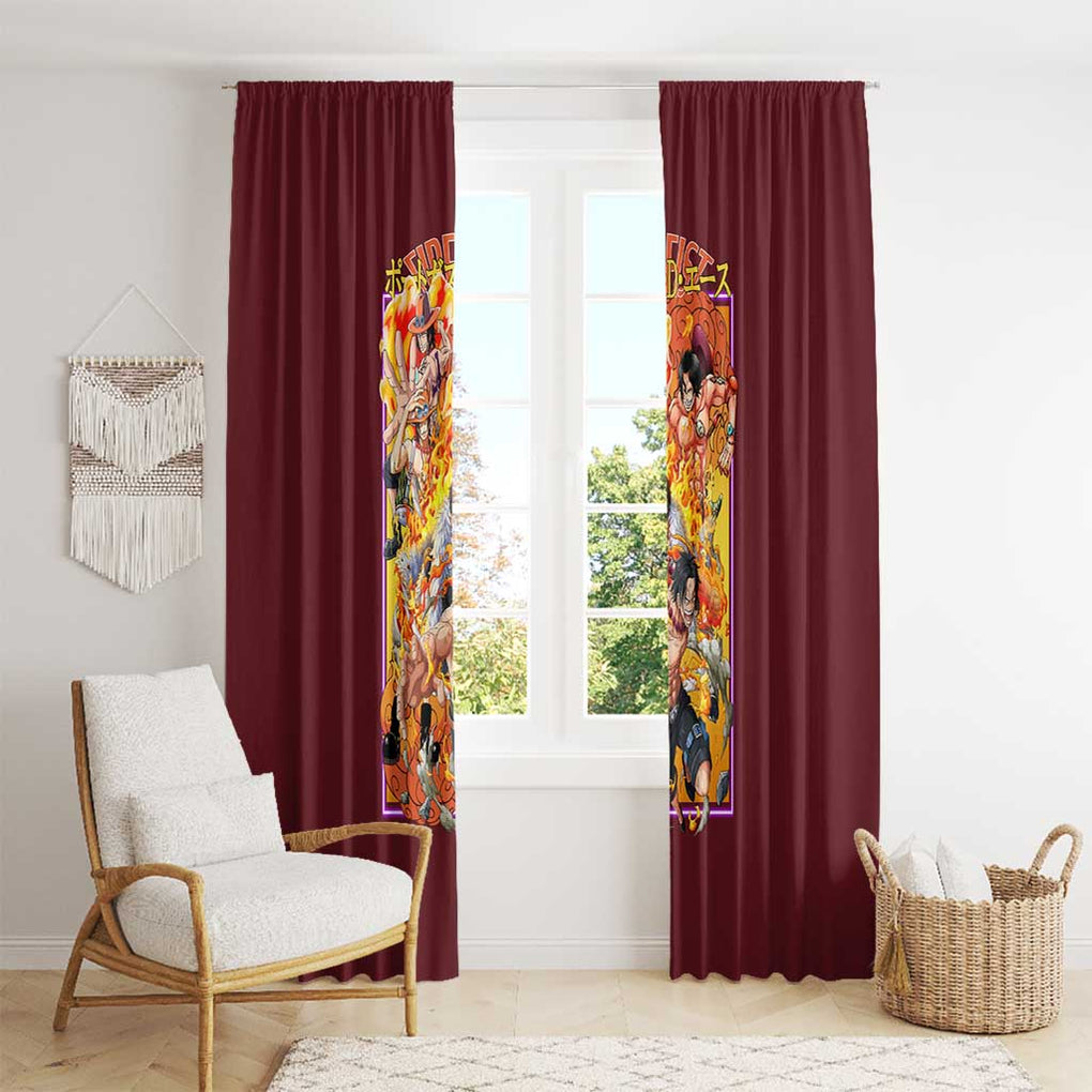 Portgas D. Ace V3 One Piece Window Curtain Japan Anime Style