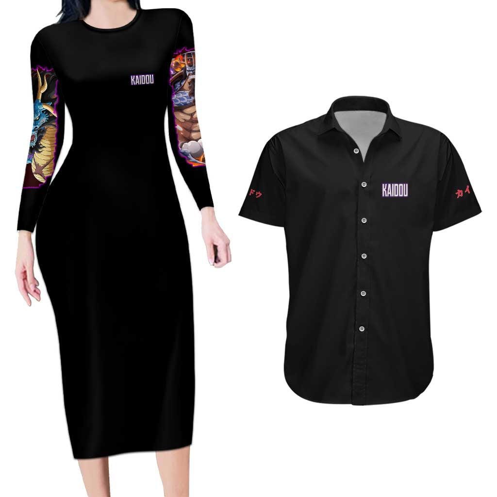 Kaido V3 One Piece Couples Matching Long Sleeve Bodycon Dress and Hawaiian Shirt Japan Anime Style - The Mazicc