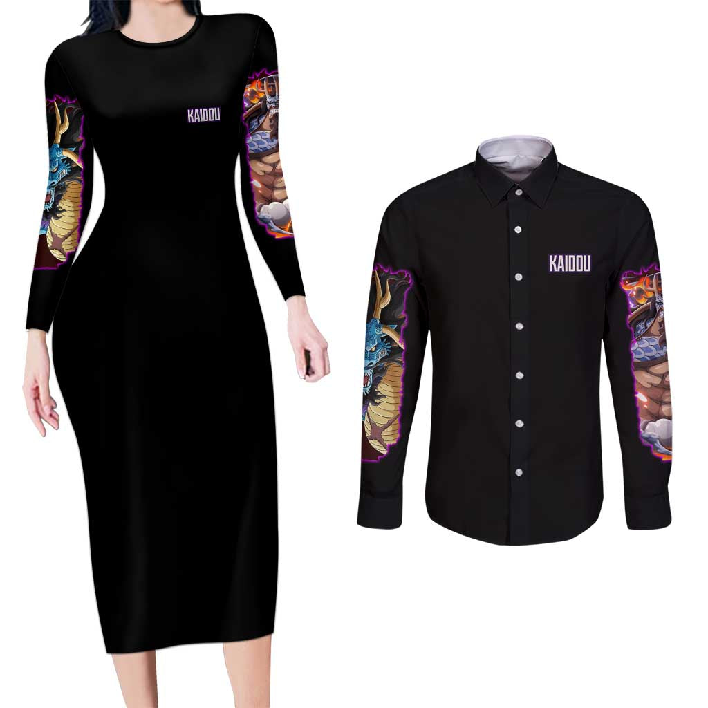 Kaido V3 One Piece Couples Matching Long Sleeve Bodycon Dress and Long Sleeve Button Shirt Japan Anime Style - The Mazicc