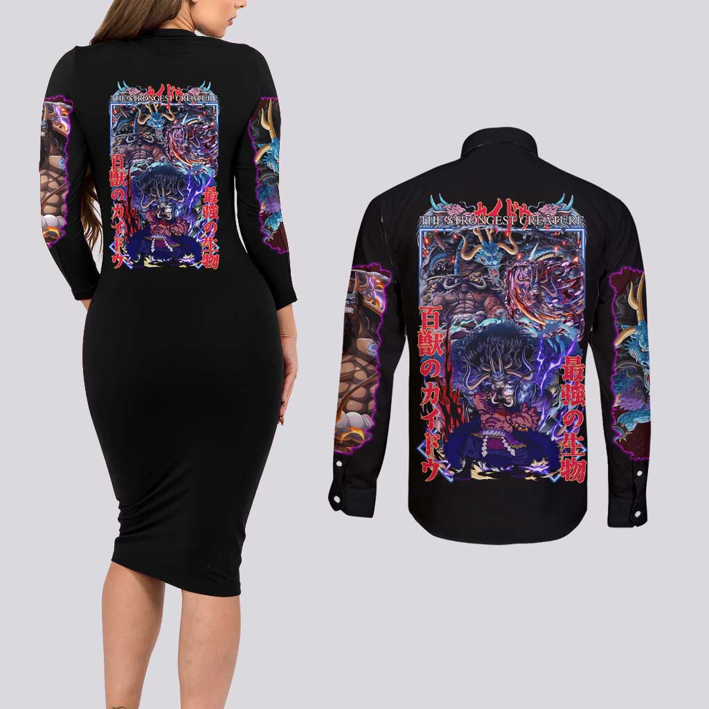 Kaido V3 One Piece Couples Matching Long Sleeve Bodycon Dress and Long Sleeve Button Shirt Japan Anime Style - The Mazicc