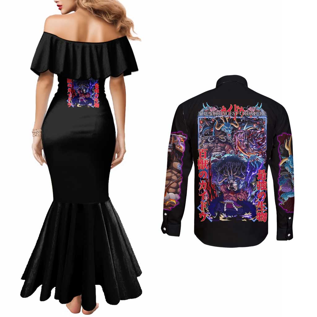 Kaido V3 One Piece Couples Matching Mermaid Dress and Long Sleeve Button Shirt Japan Anime Style - The Mazicc