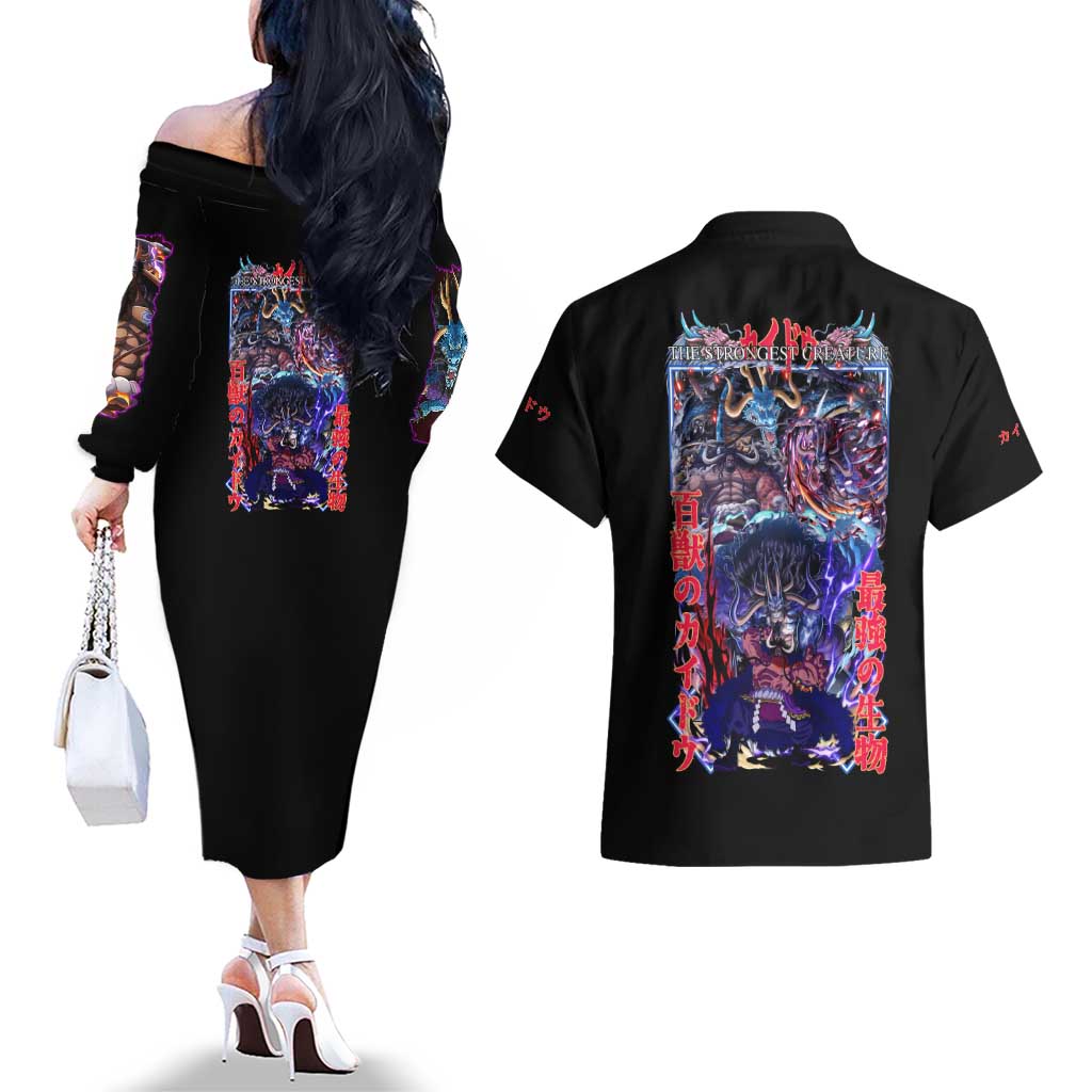 Kaido V3 One Piece Couples Matching Off The Shoulder Long Sleeve Dress and Hawaiian Shirt Japan Anime Style - The Mazicc