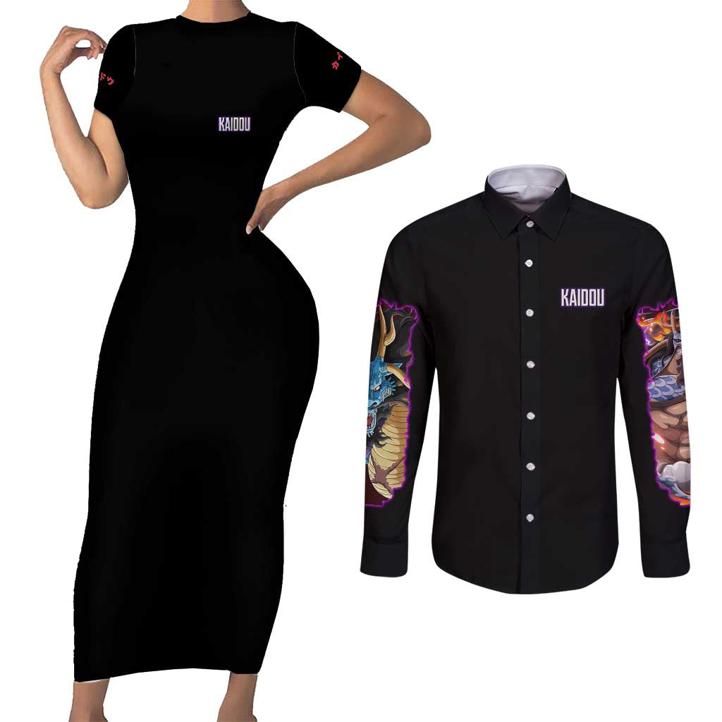 Kaido V3 One Piece Couples Matching Short Sleeve Bodycon Dress and Long Sleeve Button Shirt Japan Anime Style - The Mazicc