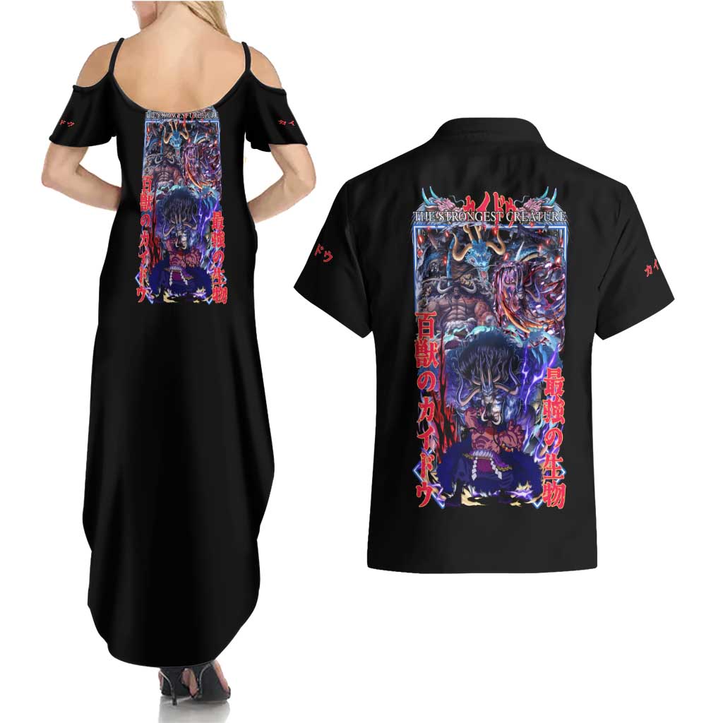 Kaido V3 One Piece Couples Matching Summer Maxi Dress and Hawaiian Shirt Japan Anime Style - The Mazicc