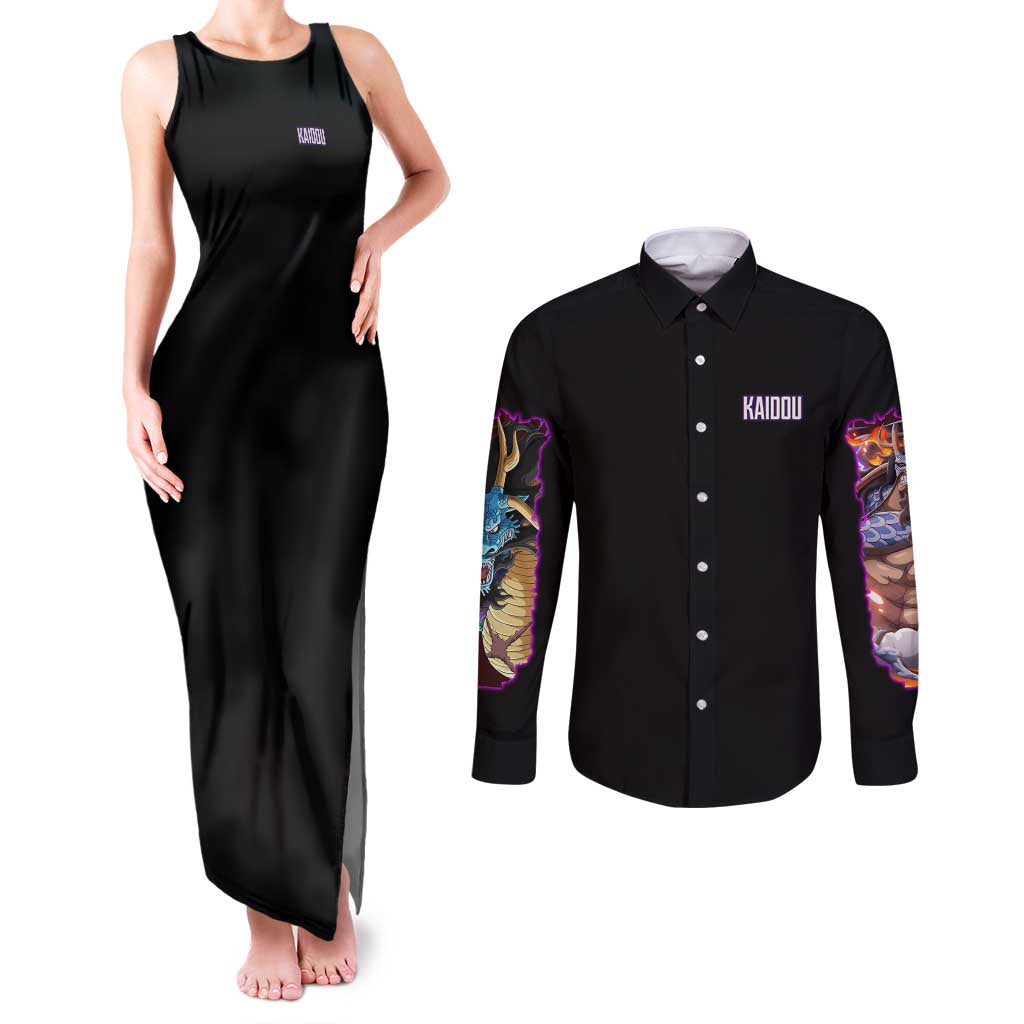 Kaido V3 One Piece Couples Matching Tank Maxi Dress and Long Sleeve Button Shirt Japan Anime Style - The Mazicc
