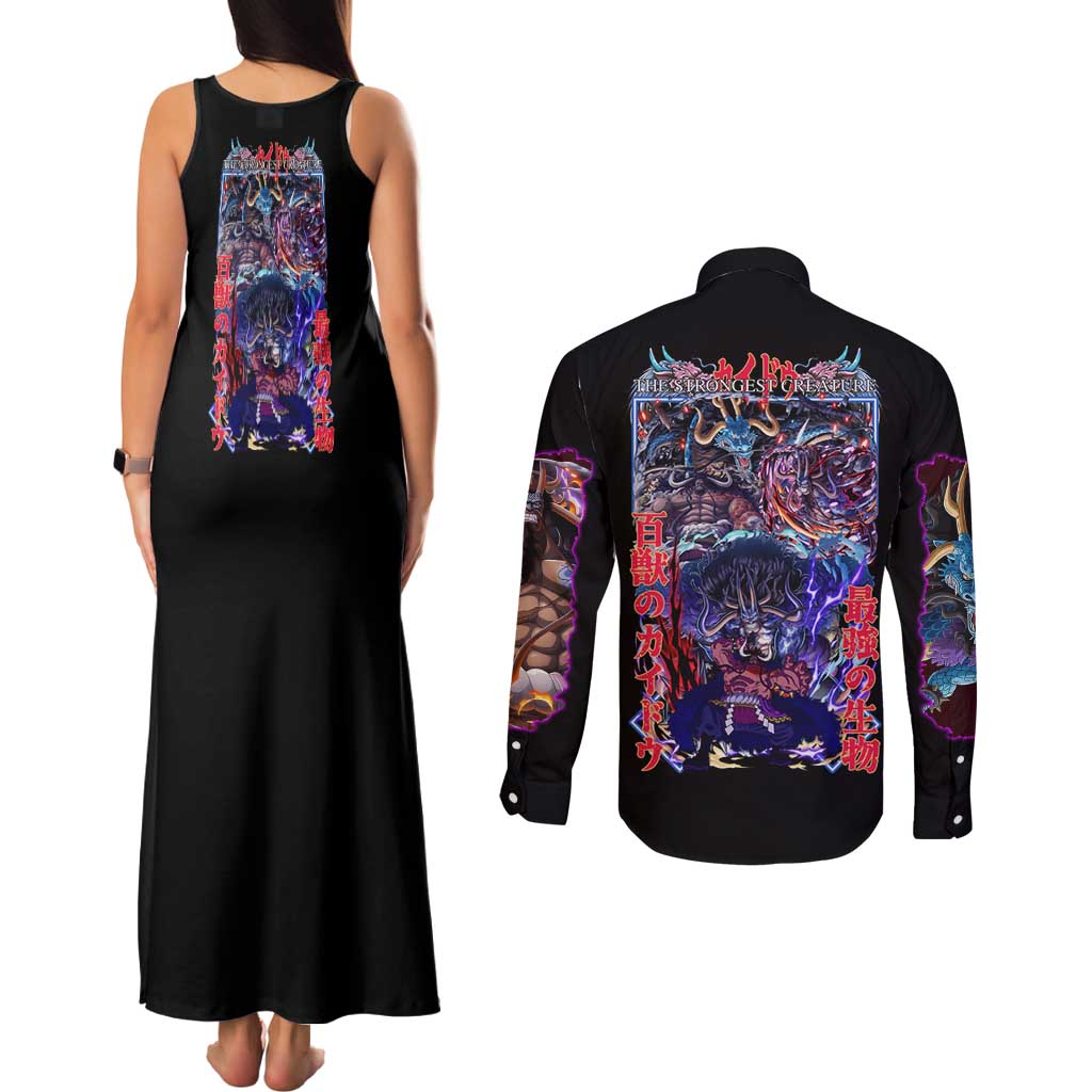 Kaido V3 One Piece Couples Matching Tank Maxi Dress and Long Sleeve Button Shirt Japan Anime Style - The Mazicc