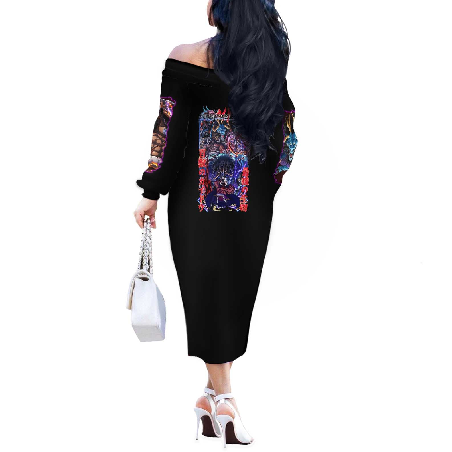 Kaido V3 One Piece Off The Shoulder Long Sleeve Dress Japan Anime Style - The Mazicc