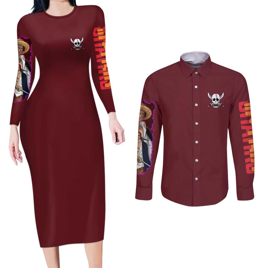 Shanks V3 One Piece Couples Matching Long Sleeve Bodycon Dress and Long Sleeve Button Shirt Japan Anime Style - The Mazicc