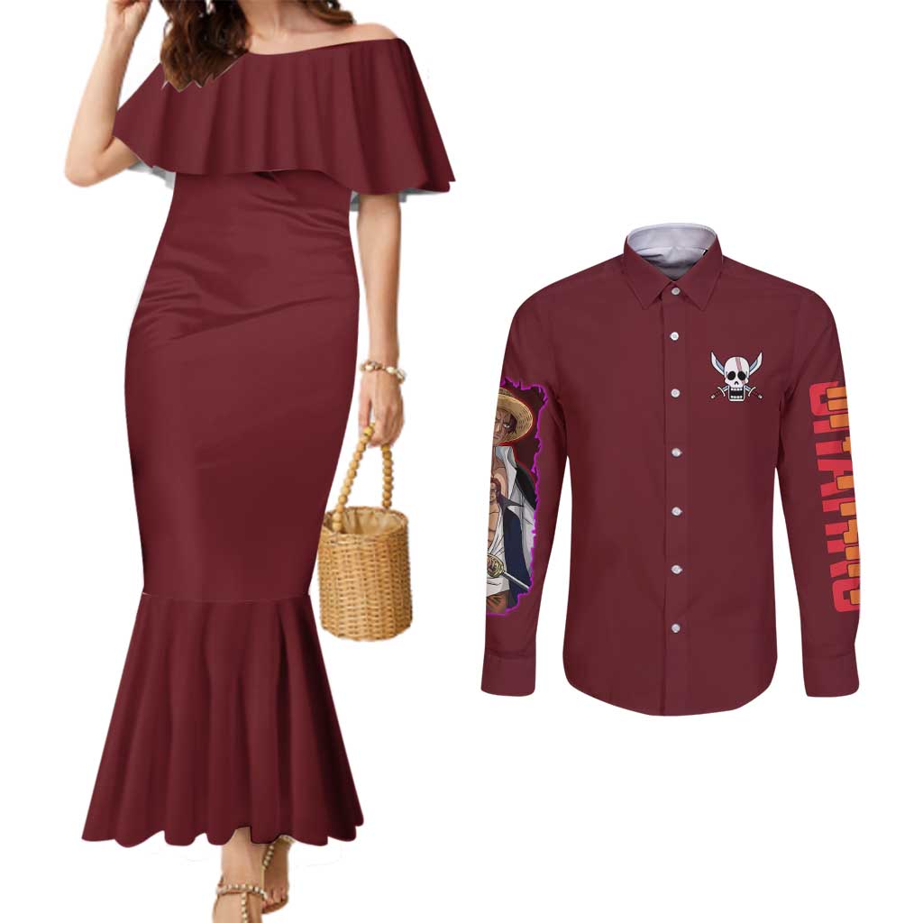 Shanks V3 One Piece Couples Matching Mermaid Dress and Long Sleeve Button Shirt Japan Anime Style - The Mazicc