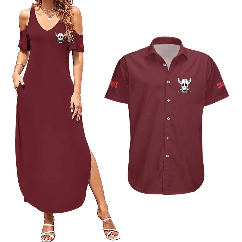Shanks V3 One Piece Couples Matching Summer Maxi Dress and Hawaiian Shirt Japan Anime Style - The Mazicc