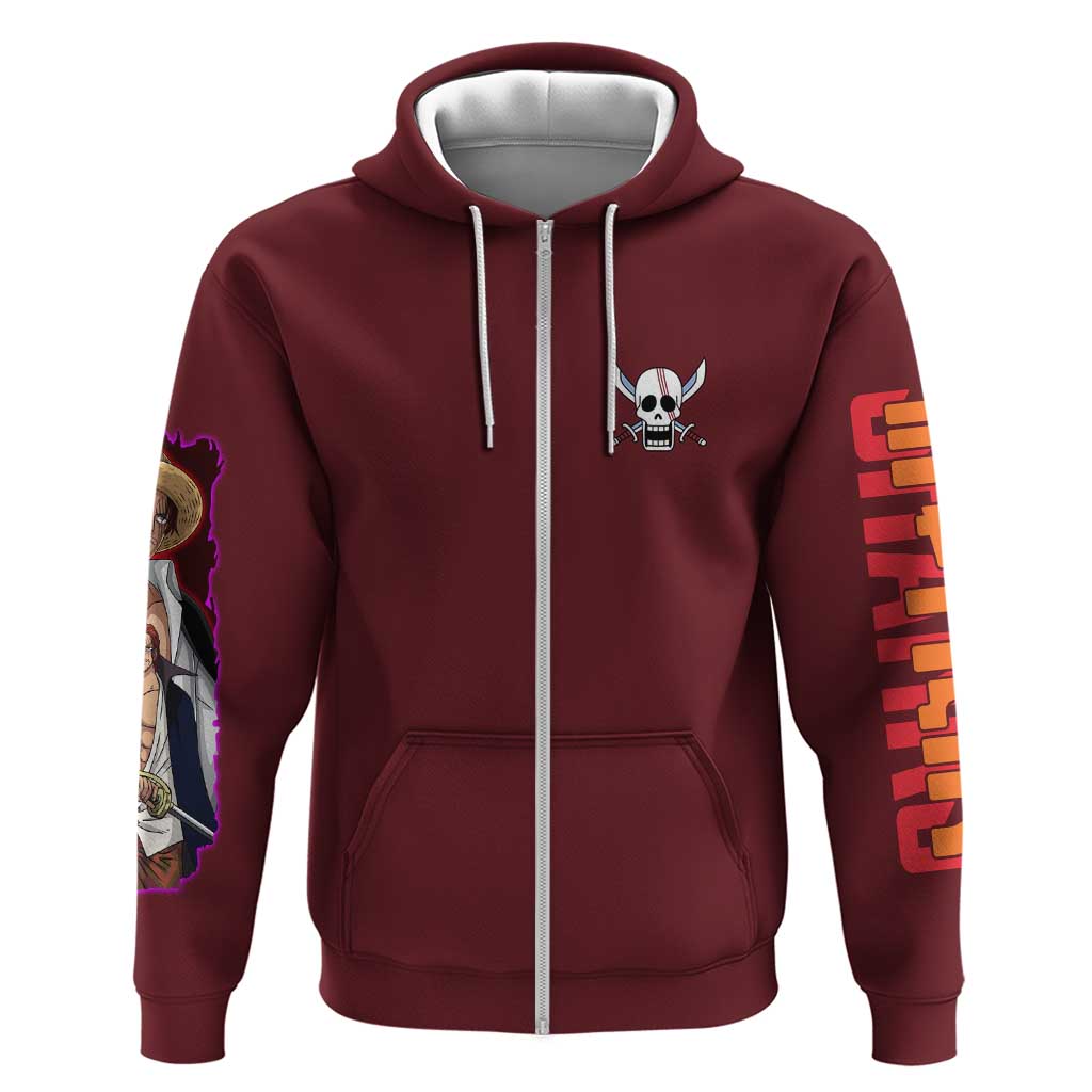 Shanks V3 One Piece Zip Hoodie Japan Anime Style - The Mazicc