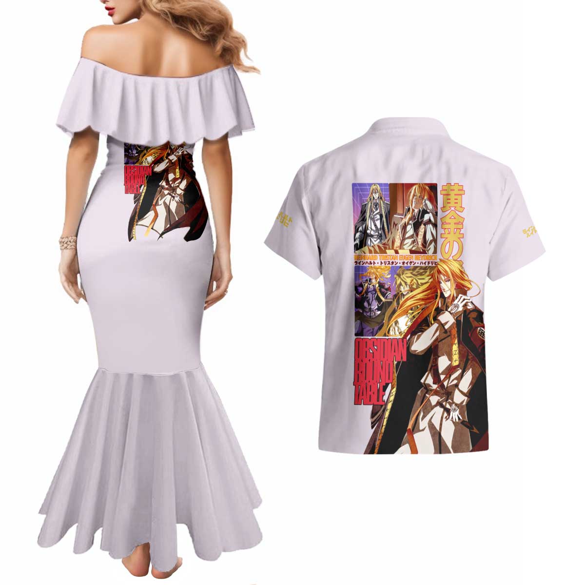 Reinhard Heydrich Dies Irae Couples Matching Mermaid Dress and Hawaiian Shirt Japan Anime Style - The Mazicc