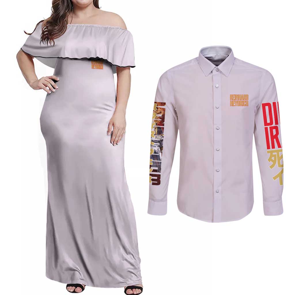 Reinhard Heydrich Dies Irae Couples Matching Off Shoulder Maxi Dress and Long Sleeve Button Shirt Japan Anime Style - The Mazicc
