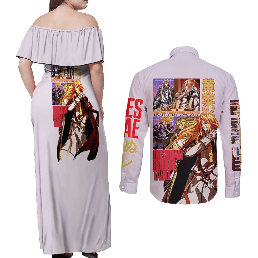 Reinhard Heydrich Dies Irae Couples Matching Off Shoulder Maxi Dress and Long Sleeve Button Shirt Japan Anime Style - The Mazicc