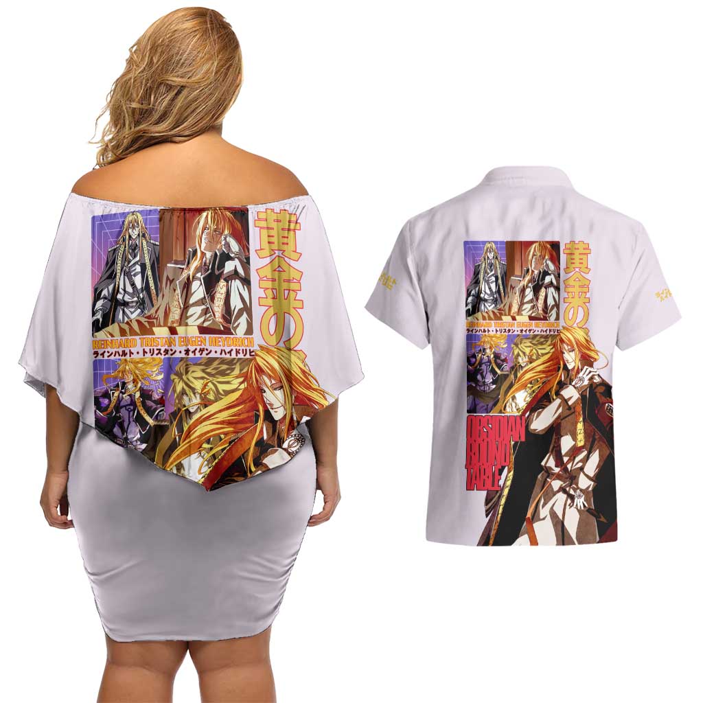 Reinhard Heydrich Dies Irae Couples Matching Off Shoulder Short Dress and Hawaiian Shirt Japan Anime Style - The Mazicc