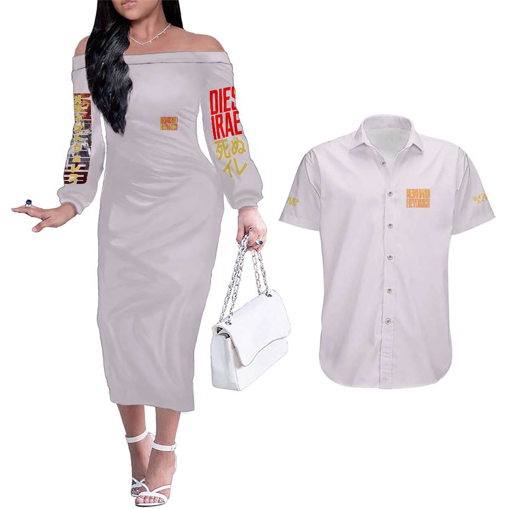 Reinhard Heydrich Dies Irae Couples Matching Off The Shoulder Long Sleeve Dress and Hawaiian Shirt Japan Anime Style - The Mazicc