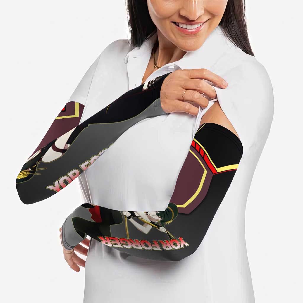 Yor Forger Spy x Family Red and Black Assassin Theme Arm Sleeves with Elegant Weapon Pose and Bold Color Accents - The Mazicc
