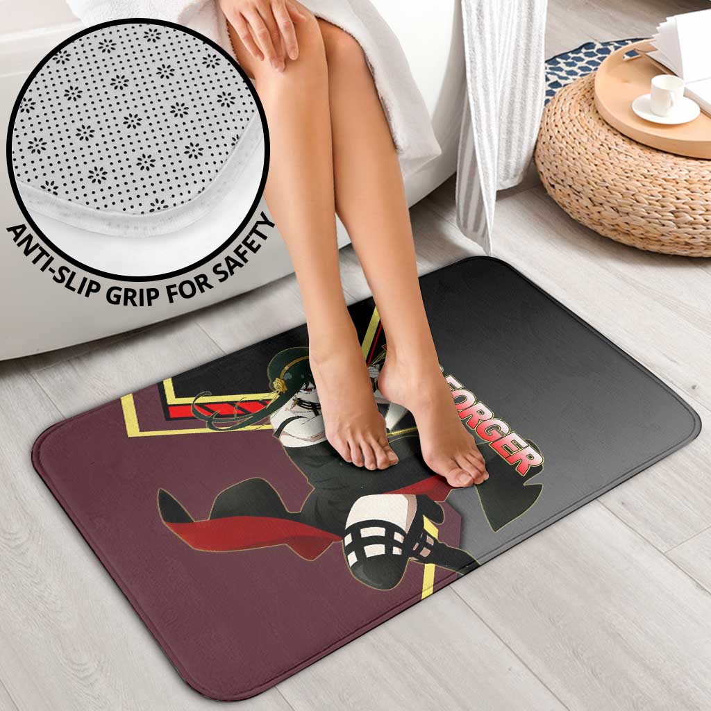 Yor Forger Spy x Family Red and Black Assassin Theme Bathroom Set with Elegant Weapon Pose and Bold Color Accents - The Mazicc
