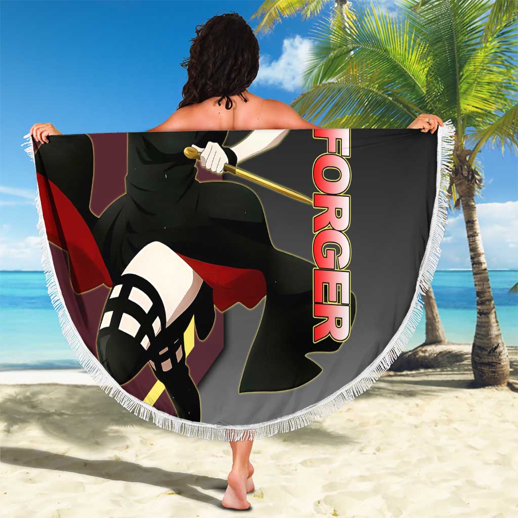 Yor Forger Spy x Family Red and Black Assassin Theme Beach Blanket with Elegant Weapon Pose and Bold Color Accents - The Mazicc