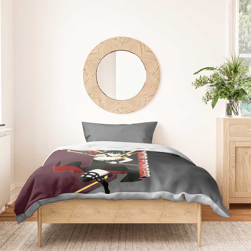 Yor Forger Spy x Family Red and Black Assassin Theme Bedding Set with Elegant Weapon Pose and Bold Color Accents - The Mazicc