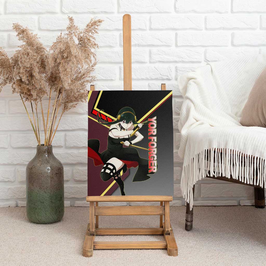 Yor Forger Spy x Family Red and Black Assassin Theme Canvas Wall Art with Elegant Weapon Pose and Bold Color Accents - The Mazicc