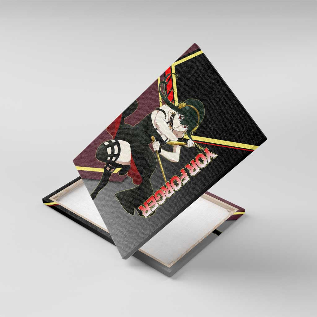 Yor Forger Spy x Family Red and Black Assassin Theme Canvas Wall Art with Elegant Weapon Pose and Bold Color Accents - The Mazicc