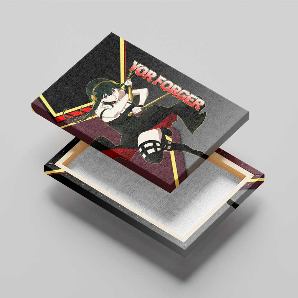 Yor Forger Spy x Family Red and Black Assassin Theme Canvas Wall Art with Elegant Weapon Pose and Bold Color Accents - The Mazicc