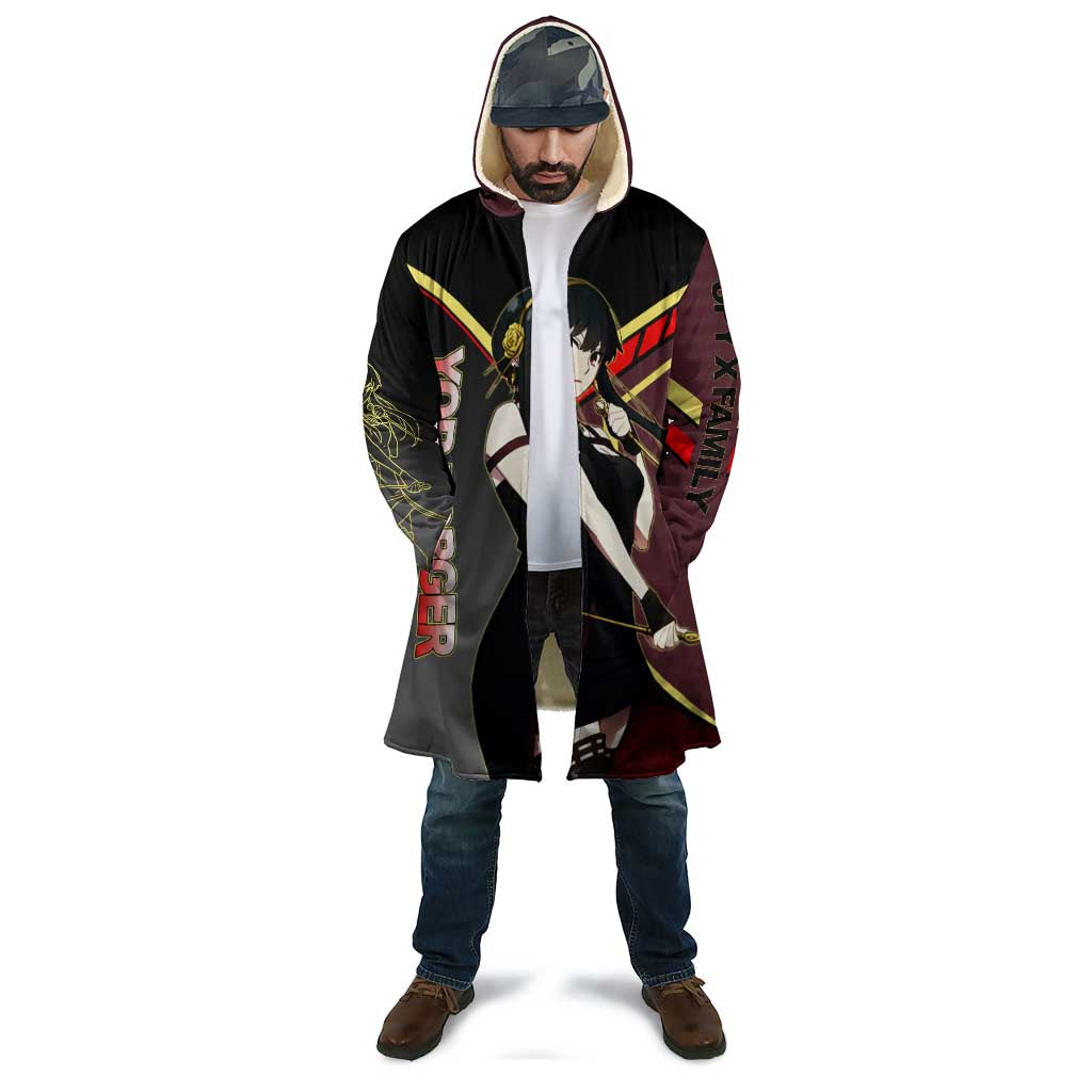 Yor Forger Spy x Family Red and Black Assassin Theme Cloak with Elegant Weapon Pose and Bold Color Accents - The Mazicc