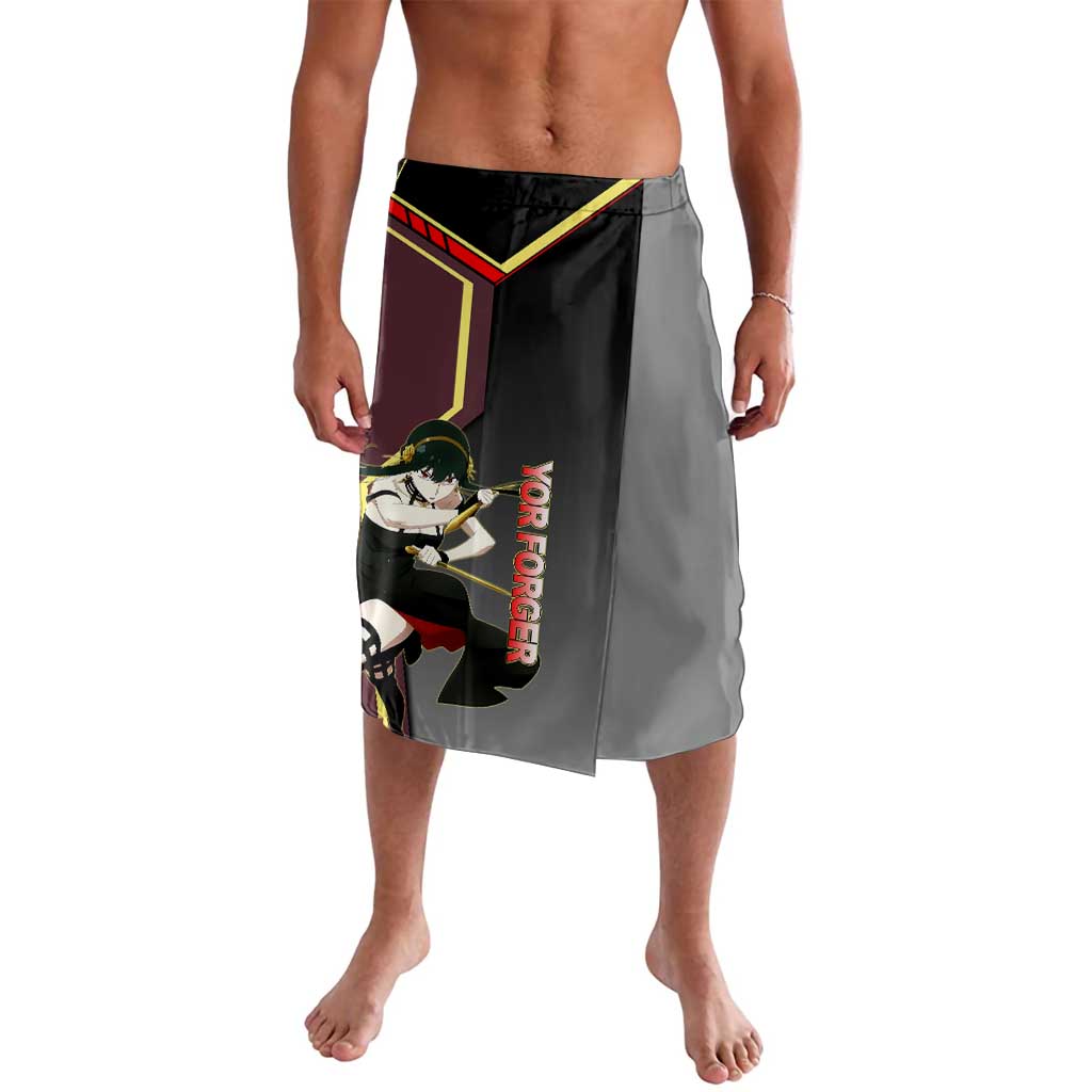 Yor Forger Spy x Family Red and Black Assassin Theme Lavalava with Elegant Weapon Pose and Bold Color Accents - The Mazicc