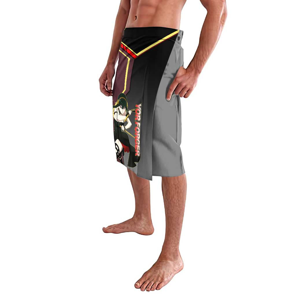 Yor Forger Spy x Family Red and Black Assassin Theme Lavalava with Elegant Weapon Pose and Bold Color Accents - The Mazicc
