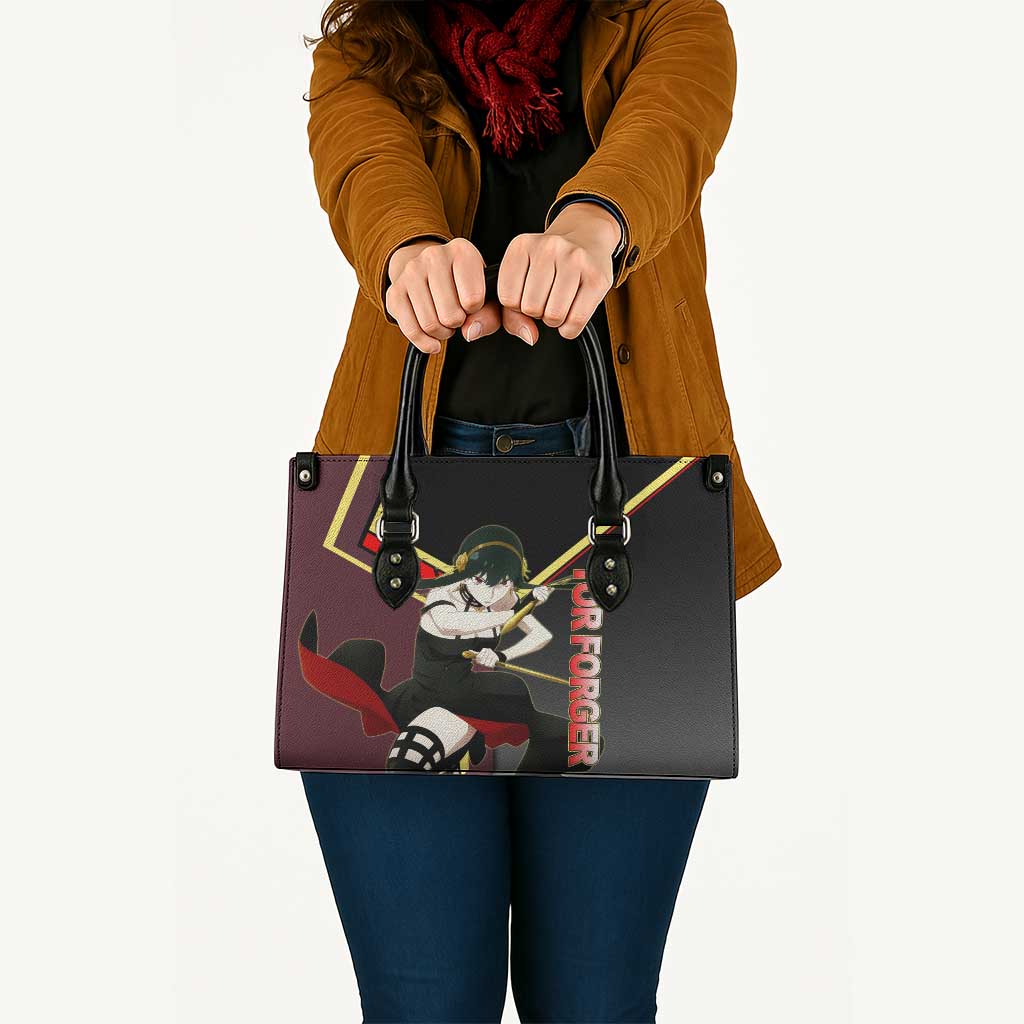 Yor Forger Spy x Family Red and Black Assassin Theme Leather Bag with Elegant Weapon Pose and Bold Color Accents - The Mazicc