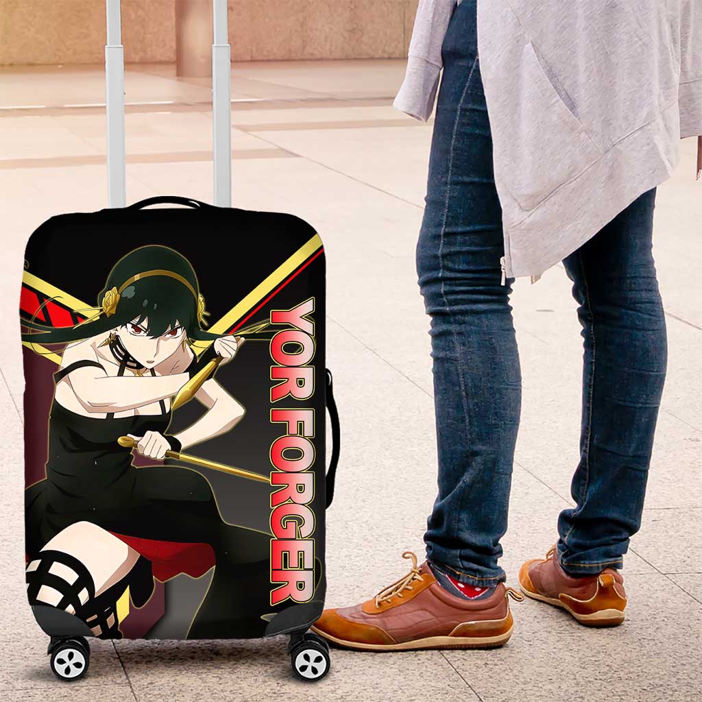 Yor Forger Spy x Family Red and Black Assassin Theme Luggage Cover with Elegant Weapon Pose and Bold Color Accents - The Mazicc