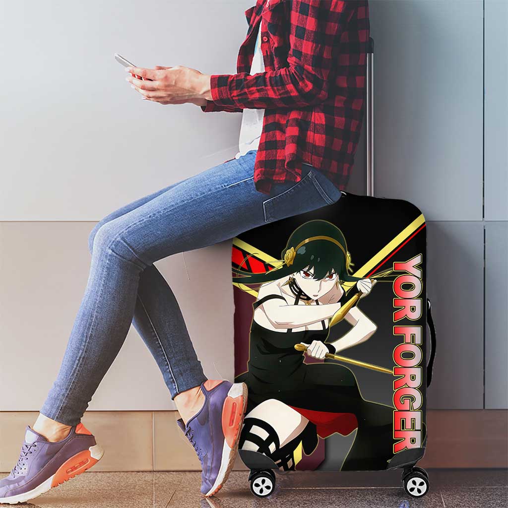 Yor Forger Spy x Family Red and Black Assassin Theme Luggage Cover with Elegant Weapon Pose and Bold Color Accents - The Mazicc