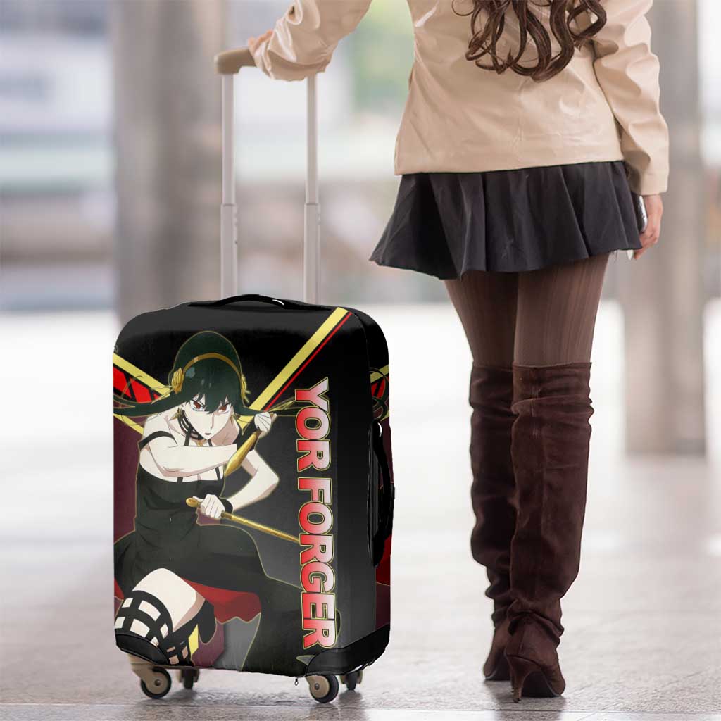 Yor Forger Spy x Family Red and Black Assassin Theme Luggage Cover with Elegant Weapon Pose and Bold Color Accents - The Mazicc