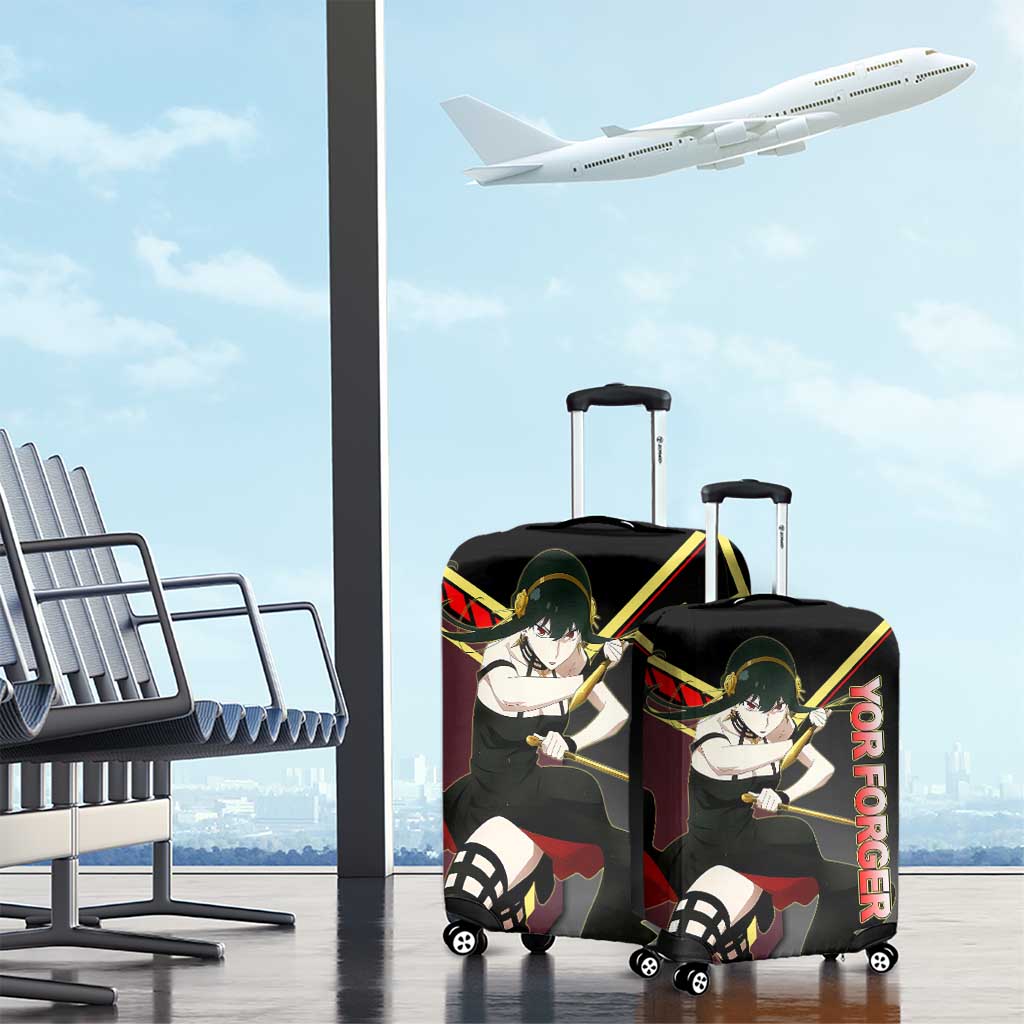 Yor Forger Spy x Family Red and Black Assassin Theme Luggage Cover with Elegant Weapon Pose and Bold Color Accents - The Mazicc