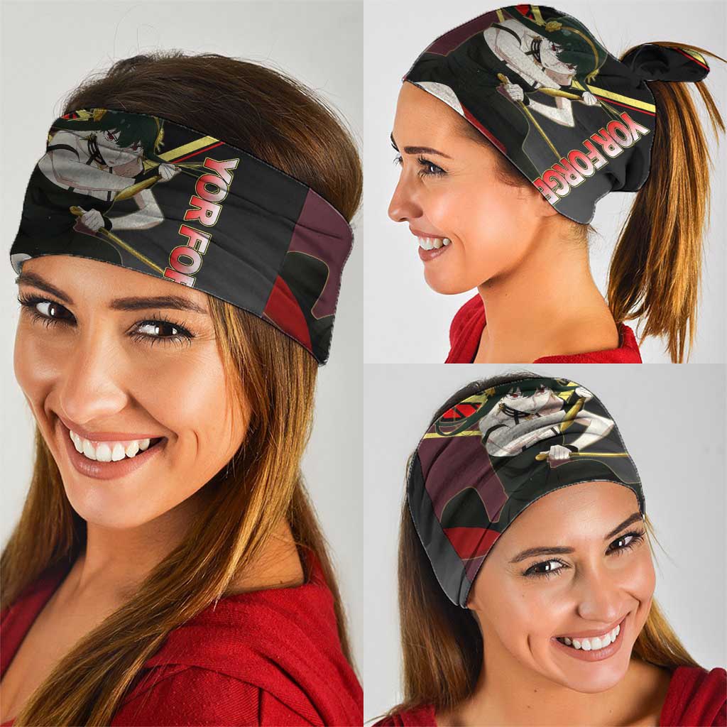 Yor Forger Spy x Family Red and Black Assassin Theme Neck Gaiter with Elegant Weapon Pose and Bold Color Accents - The Mazicc