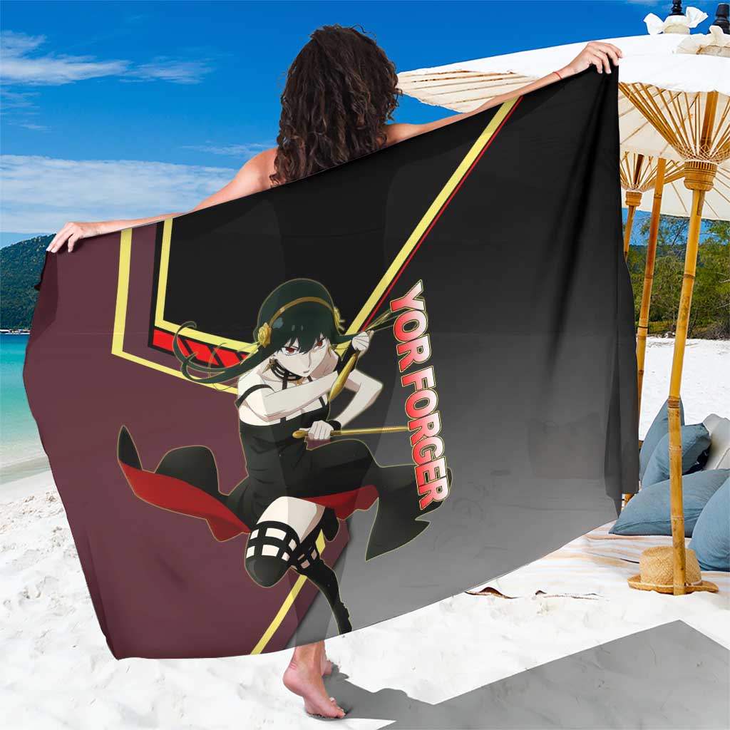 Yor Forger Spy x Family Red and Black Assassin Theme Sarong with Elegant Weapon Pose and Bold Color Accents - The Mazicc