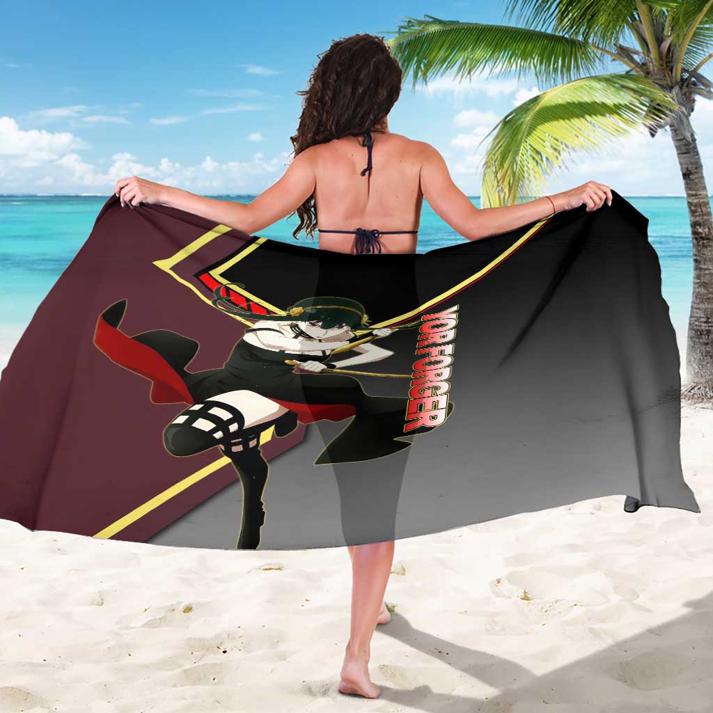 Yor Forger Spy x Family Red and Black Assassin Theme Sarong with Elegant Weapon Pose and Bold Color Accents - The Mazicc