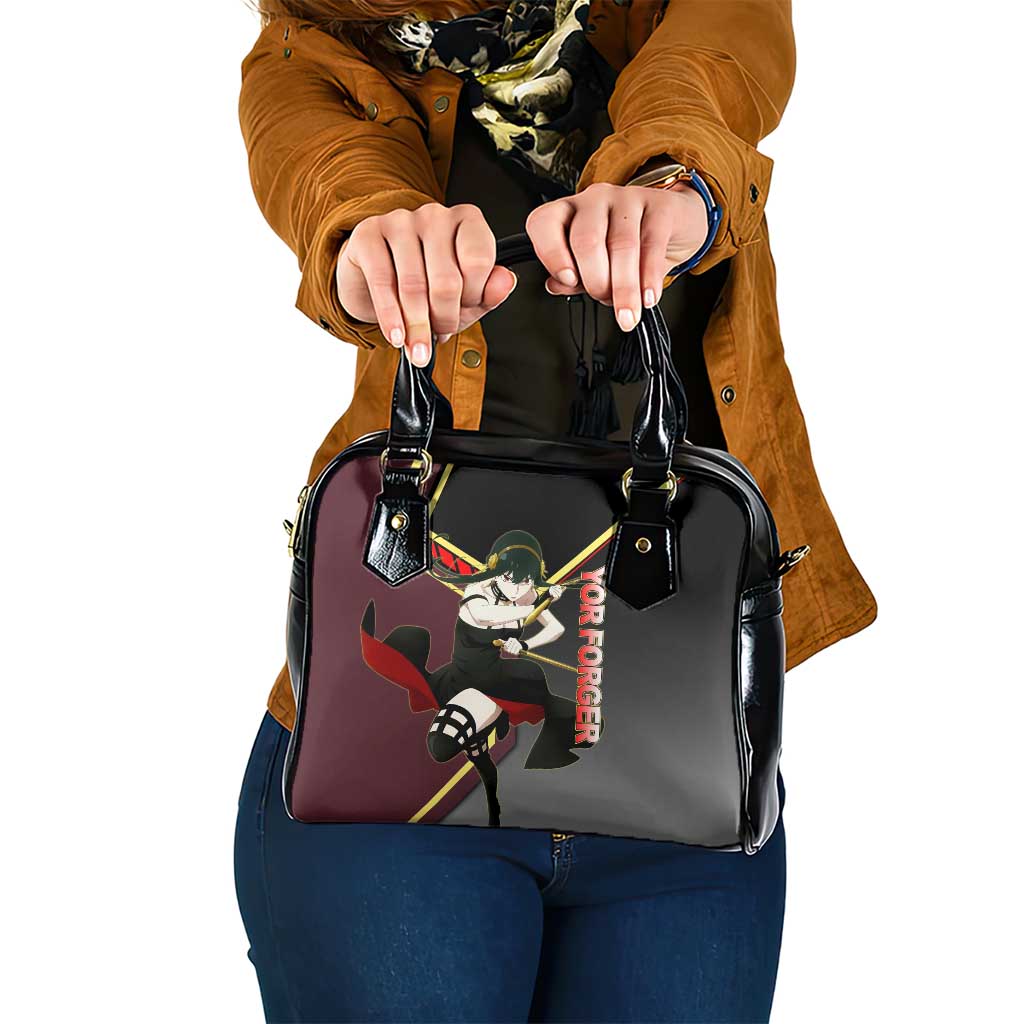Yor Forger Spy x Family Red and Black Assassin Theme Shoulder Handbag with Elegant Weapon Pose and Bold Color Accents - The Mazicc