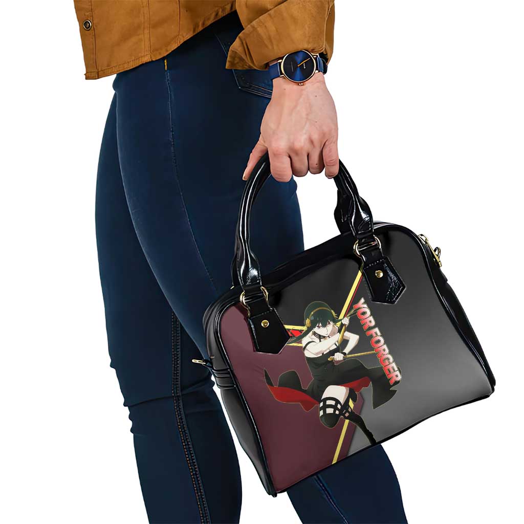 Yor Forger Spy x Family Red and Black Assassin Theme Shoulder Handbag with Elegant Weapon Pose and Bold Color Accents - The Mazicc