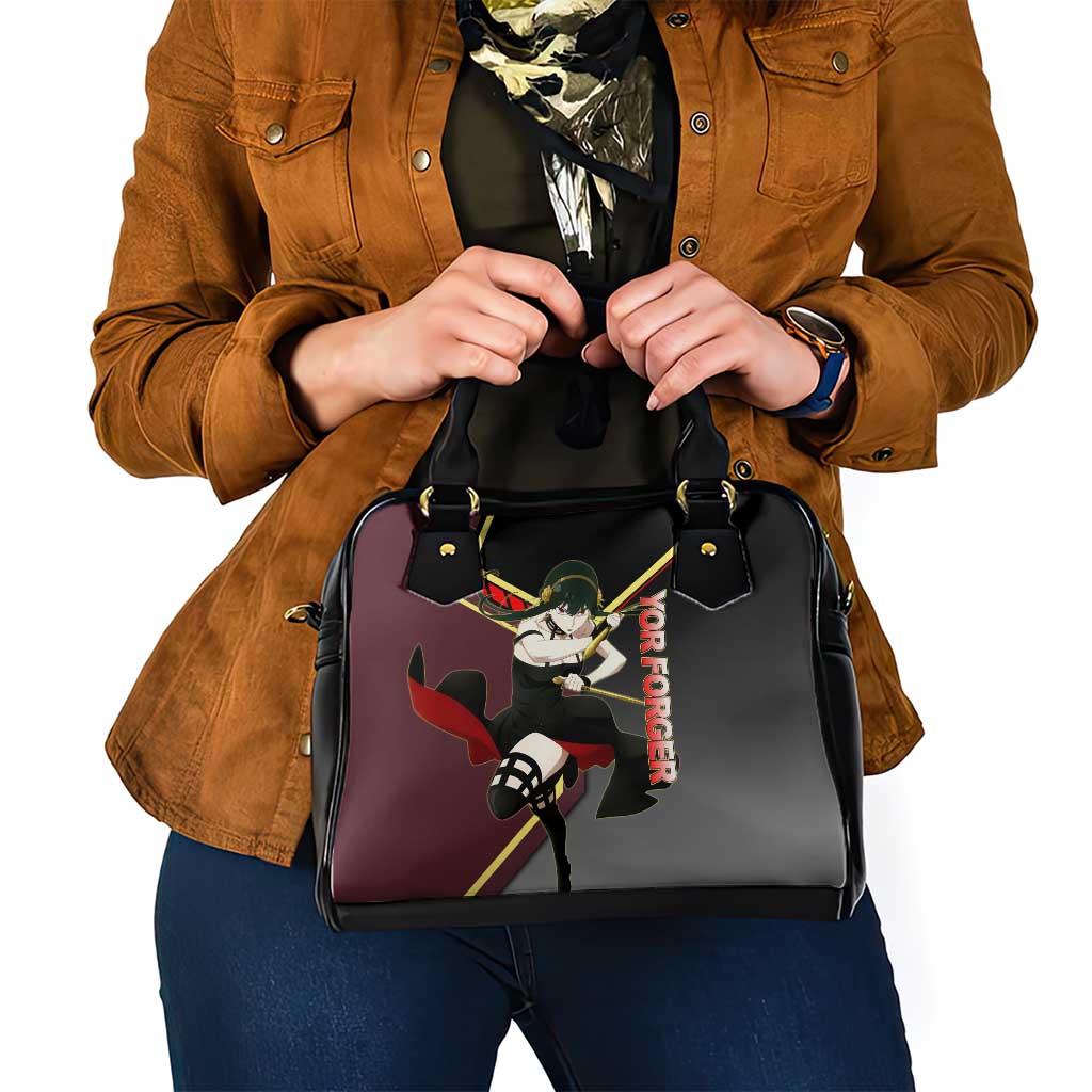 Yor Forger Spy x Family Red and Black Assassin Theme Shoulder Handbag with Elegant Weapon Pose and Bold Color Accents - The Mazicc