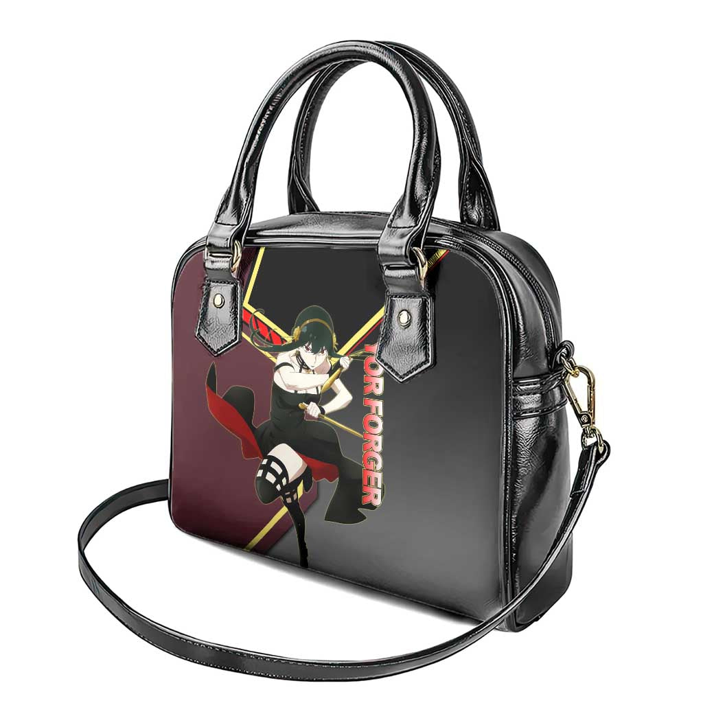 Yor Forger Spy x Family Red and Black Assassin Theme Shoulder Handbag with Elegant Weapon Pose and Bold Color Accents - The Mazicc