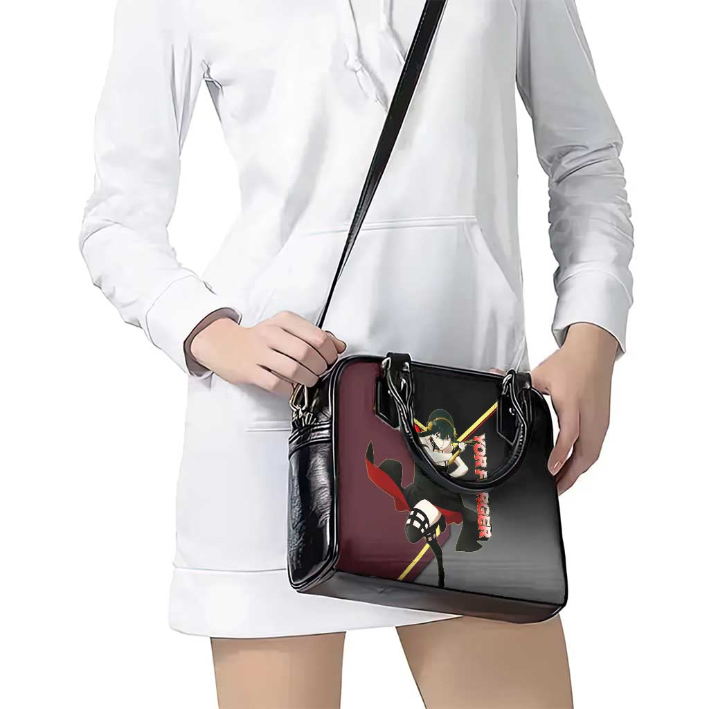 Yor Forger Spy x Family Red and Black Assassin Theme Shoulder Handbag with Elegant Weapon Pose and Bold Color Accents - The Mazicc